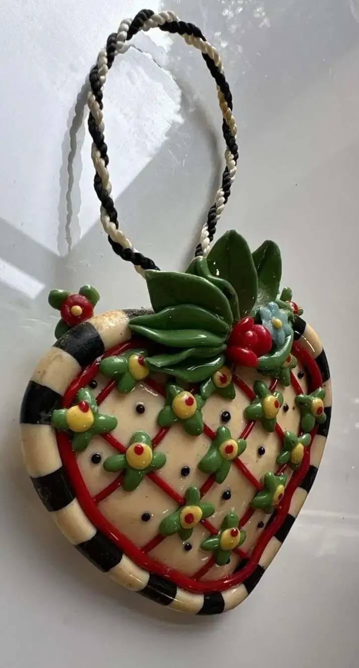 Mary Engelbreit Heart Shaped Decorative Ornament with Floral Pattern
